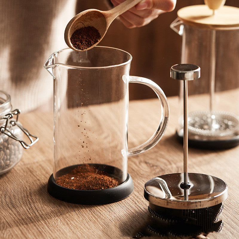 French Pot Stainless Steel Filter Pressure Pot Glass Tea Infuser Portable Milking