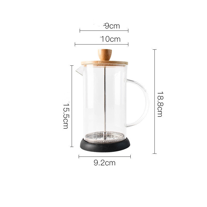 French Pot Stainless Steel Filter Pressure Pot Glass Tea Infuser Portable Milking