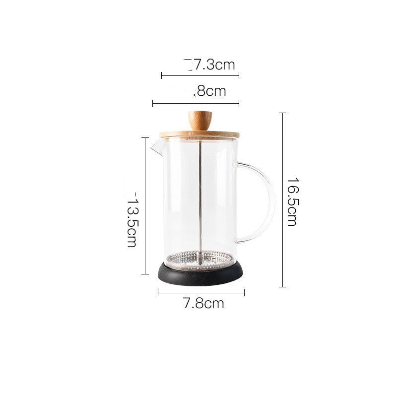 French Pot Stainless Steel Filter Pressure Pot Glass Tea Infuser Portable Milking