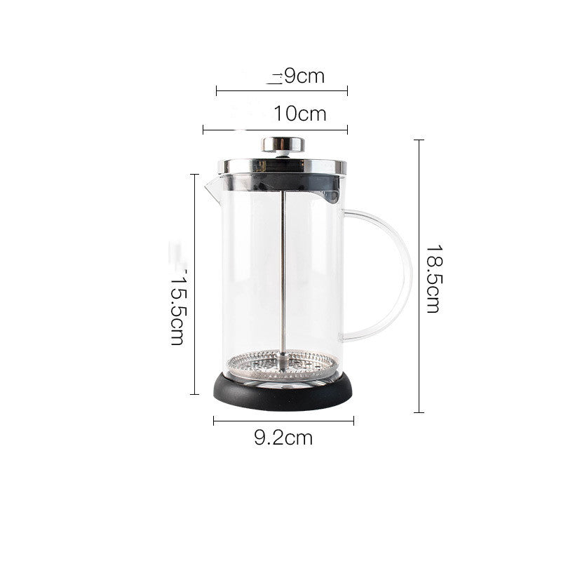 French Pot Stainless Steel Filter Pressure Pot Glass Tea Infuser Portable Milking