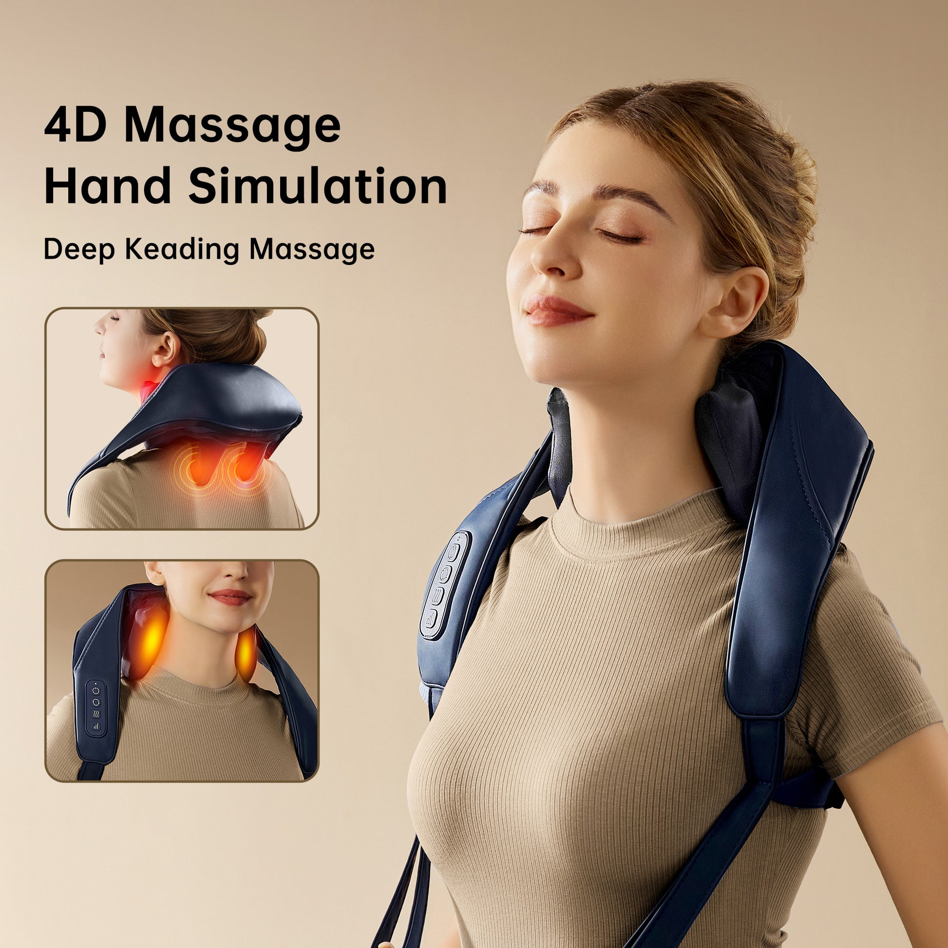 Kneading Shoulder Massager with Heat Therapy 2 Speed Modes Portable Neck Back Pain Relief