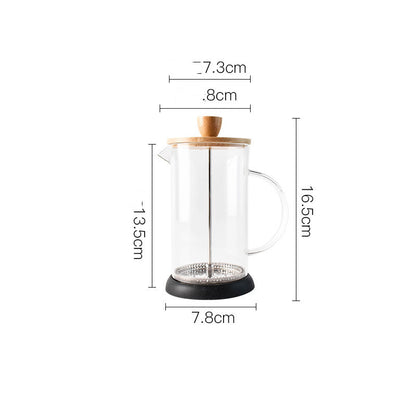 French Pot Stainless Steel Filter Pressure Pot Glass Tea Infuser Portable Milking