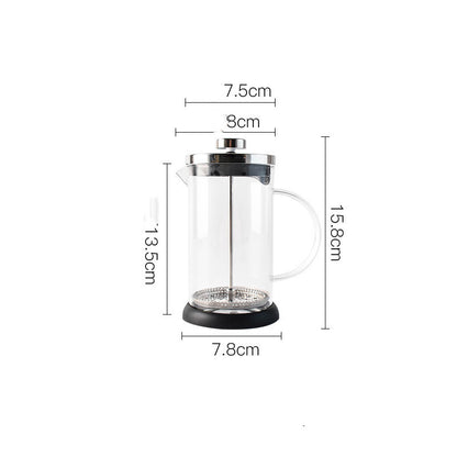 French Pot Stainless Steel Filter Pressure Pot Glass Tea Infuser Portable Milking